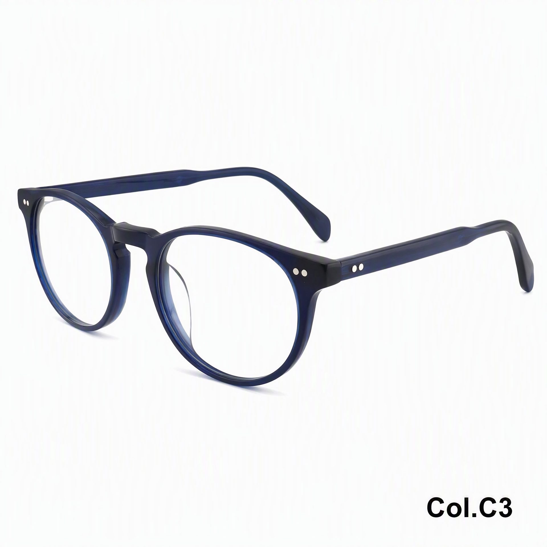 Vintage Rivet Round Acetic Eyeglass Frame ‒ Jirui Optical