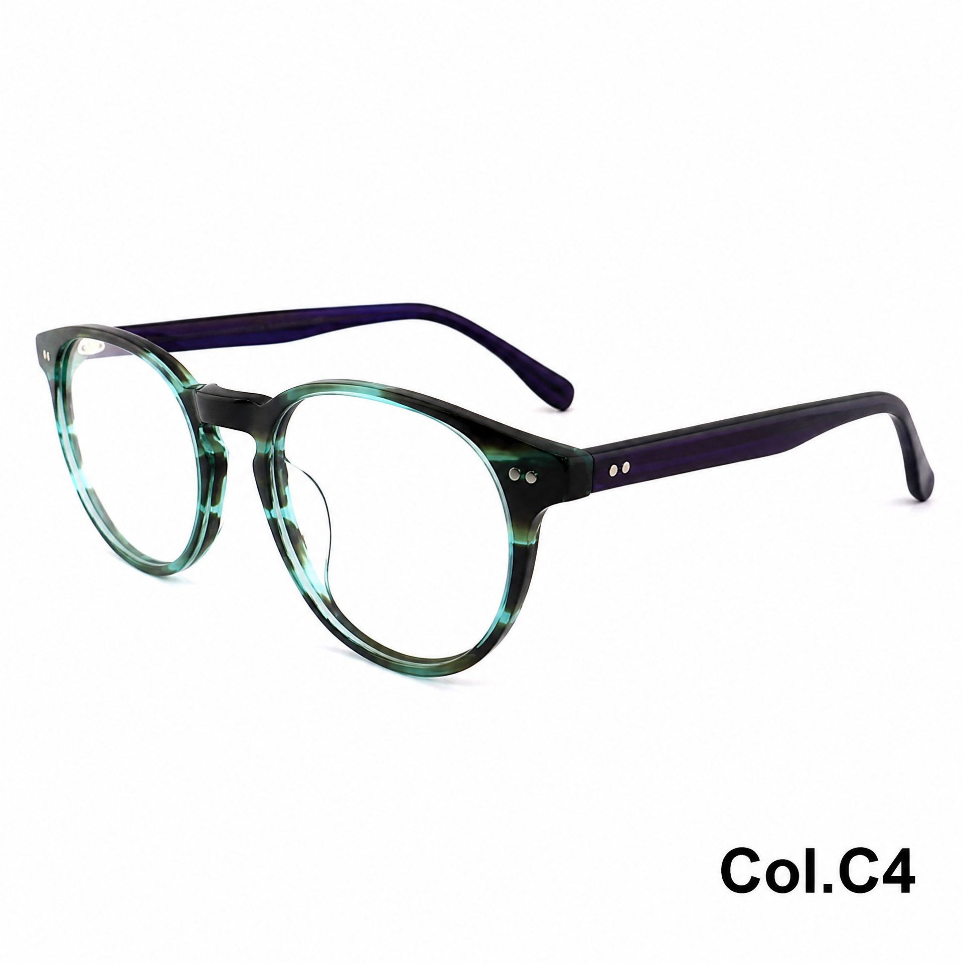 Classic Academy Rivet Round Acetic Acid Frame ‒ Jirui Optical