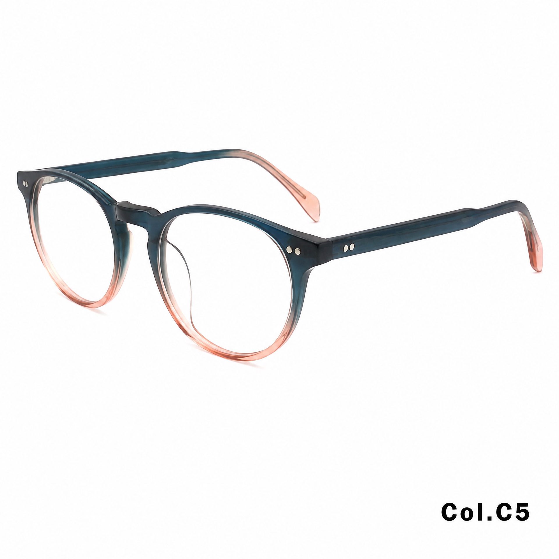 Vintage Rivet Round Acetic Eyeglass Frame ‒ Jirui Optical